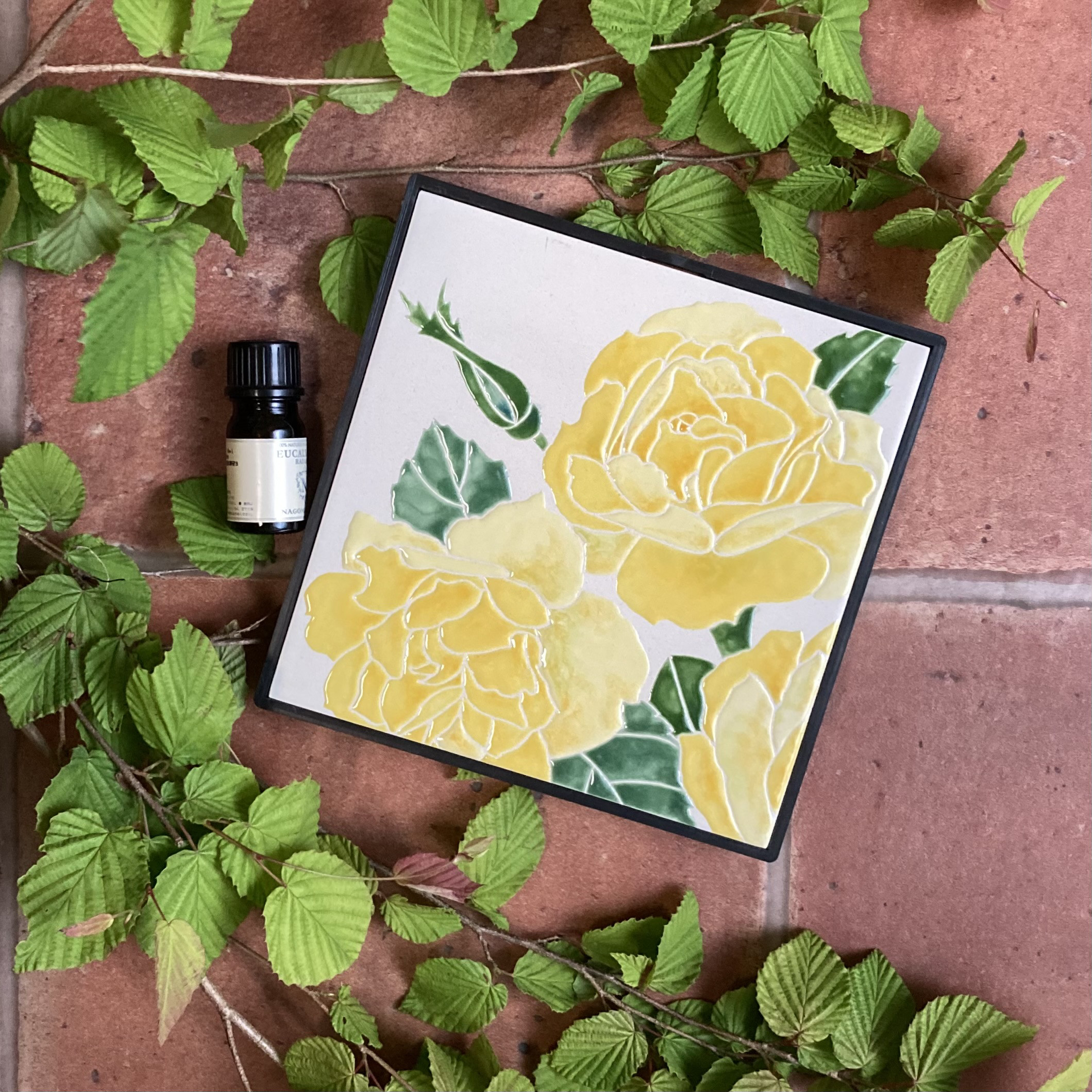 【父の日ギフト】かおるアートタイル　感謝の薔薇(レモン)