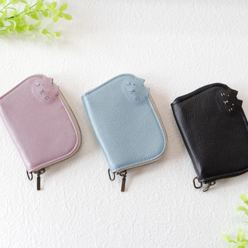 オッドアイ・ピンク】猫 ネコソフトレザー スマートキーケース