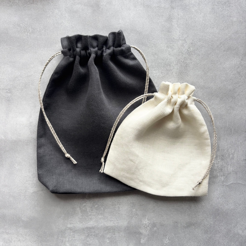 美品】paisano リネン巾着 サイズL リネン巾着袋 PlsuSomething