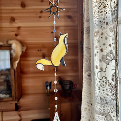 キツネのステンドグラスサンキャッチャー サンキャッチャー 波 通販