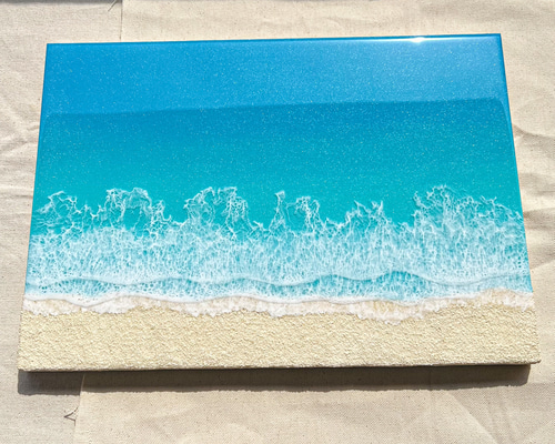 原画】海アート B4（365×258×20mm） レジンアート 海 波
