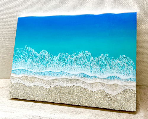 レジンアート　海アート　インテリア　壁掛け　オーシャンアート 天然木＊壁掛けフック＊海レジンアート オーシャンアート | 花と海と