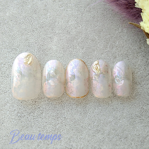 オーロラネイルホワイト♡ネイルチップ149 ネイルチップ（つけ爪  