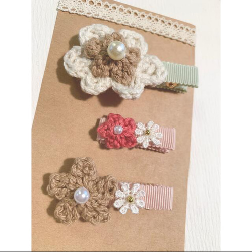 値下げしました♪ お花ピン留め 3点セット 雑貨・その他 marguerite 