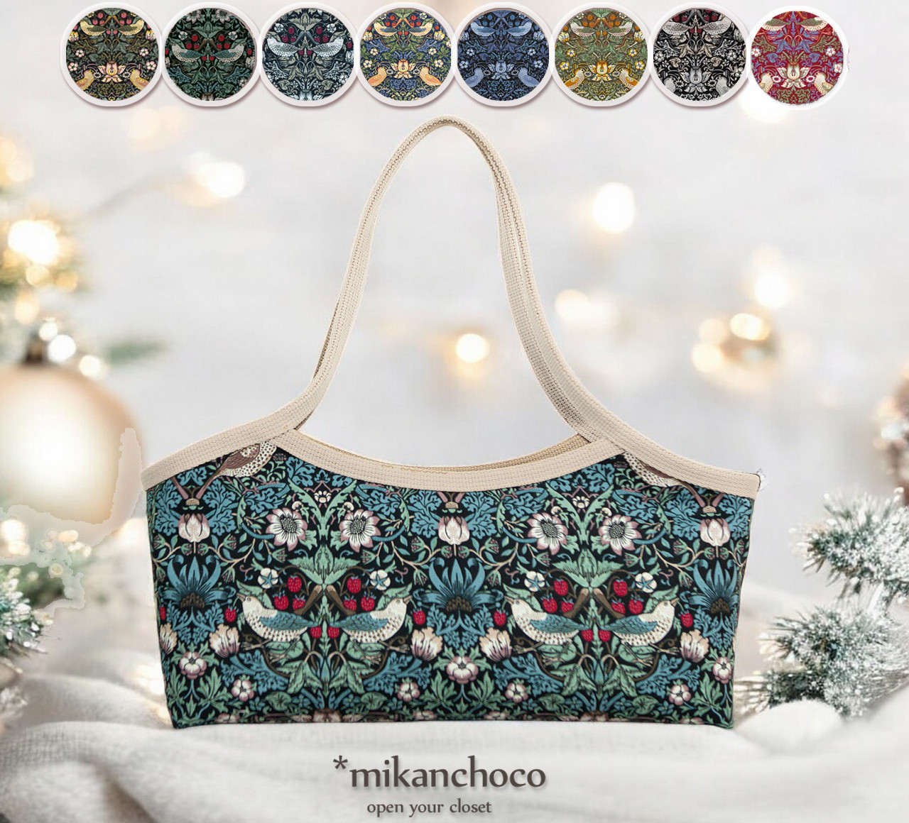 ◆選べるいちご泥棒◆容量たっぷり横長ショルダーバッグ【8色から】