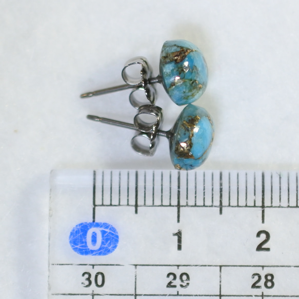 （1 件）藍銅綠松石耳釘（8 毫米，鈦柱） 第5張的照片