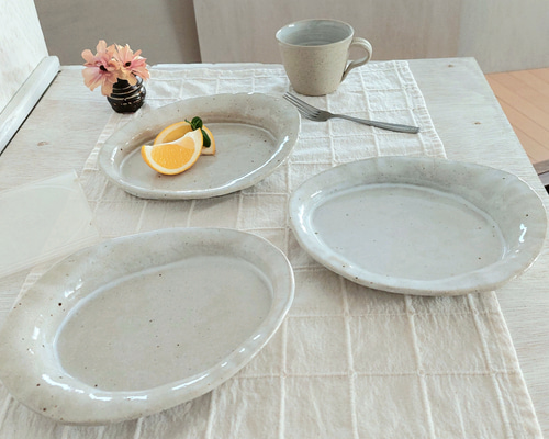 グレー系 なみだ型リム皿 (カレー皿) 大皿 potari 通販 13983797