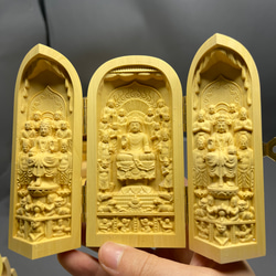十八羅漢  木彫仏像  三開仏  置物  仏教工芸品 1枚目の画像