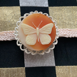 デッドストック素材のポエティックな蝶の帯留め「パピヨン・ポエム」 4枚目の画像