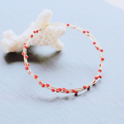 【特集掲載】差し色レッド❤️ 14kgf Swarovski Pearl Coral Twist Bangle 4枚目の画像