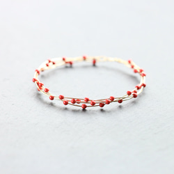 【特集掲載】差し色レッド❤️ 14kgf Swarovski Pearl Coral Twist Bangle 1枚目の画像