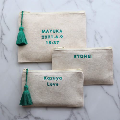 推し色・名入れ フラットポーチ｜母子手帳・通帳・アクスタ・推し活