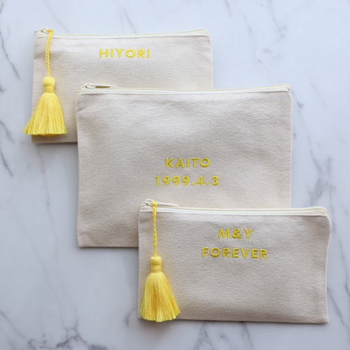 推し色・名入れ フラットポーチ｜母子手帳・通帳・アクスタ・推し活