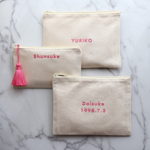 推し色・名入れ フラットポーチ｜母子手帳・通帳・アクスタ・推し活