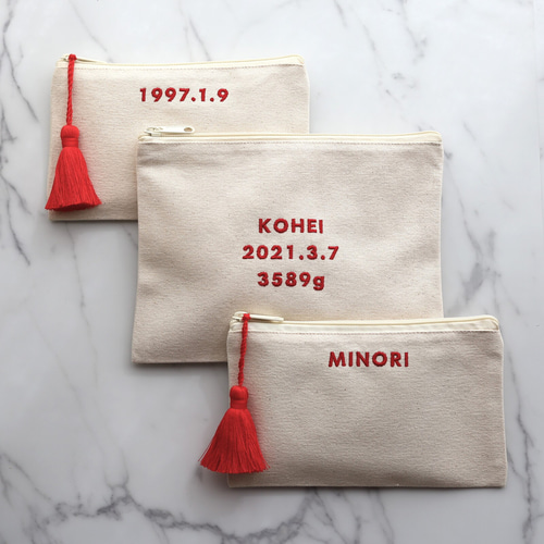 推し色・名入れ フラットポーチ｜母子手帳・通帳・アクスタ・推し活