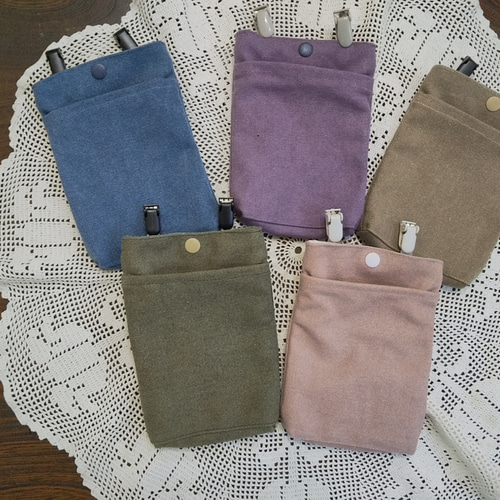 大人の移動ポケット ヴィンテージ帆布 5色縦18cm〜長さ変更可能  
