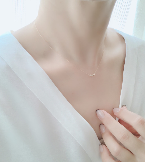 人気☆再入荷【K10YG】華奢 長さが選べる♡3連 twinkle necklace