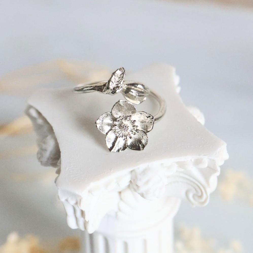 クリスマスローズのフォークリング／Silver 【受注生産】