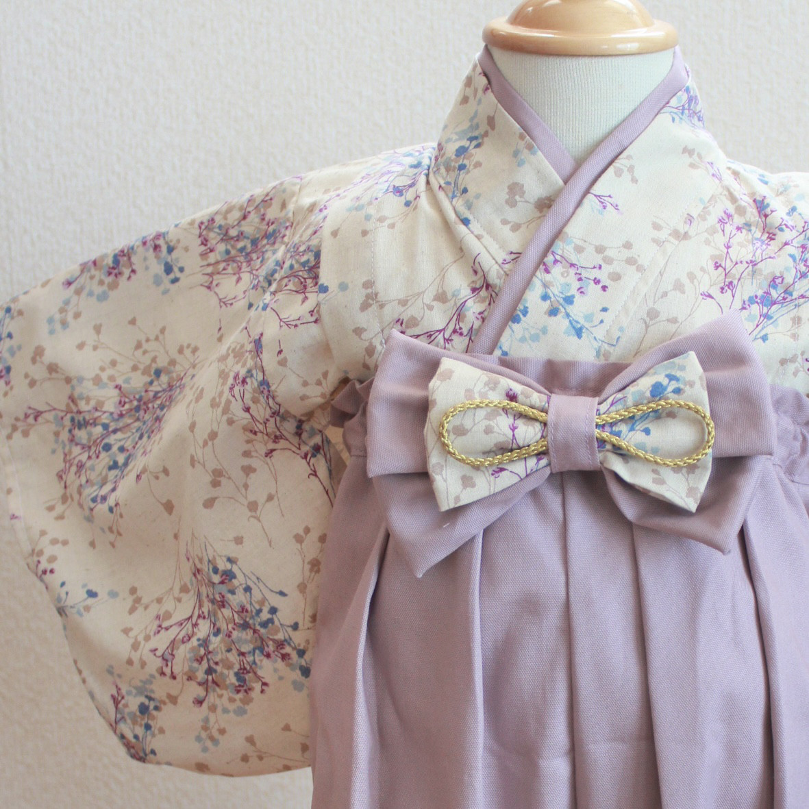 カスミソウ×パープル ベビー袴 ＊ 60 70 80 90 100 110 120 お食い初め 100日祝 節句