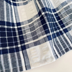 ロングプリーツスカート♪コットンシワ加工素材（白紺タータンチェック） 9枚目の画像