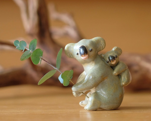 コアラ 親子 陶器 オブジェ 置物 オーストラリア