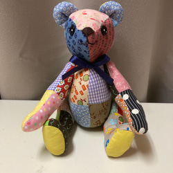 テディベア◇ハンドメイドパッチワーク◇ポシェット付