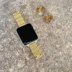 Apple Watchシャイニーメタルベルト ゴールド 3枚目の画像