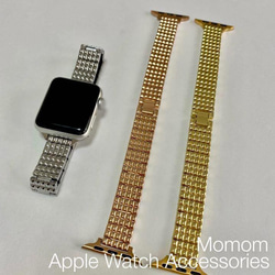 Apple Watchシャイニーメタルベルト ゴールド 6枚目の画像