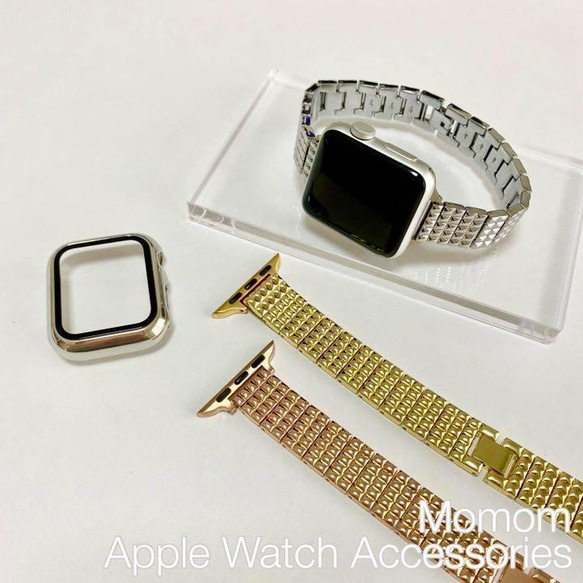 Apple Watchシャイニーメタルベルト ゴールド 7枚目の画像
