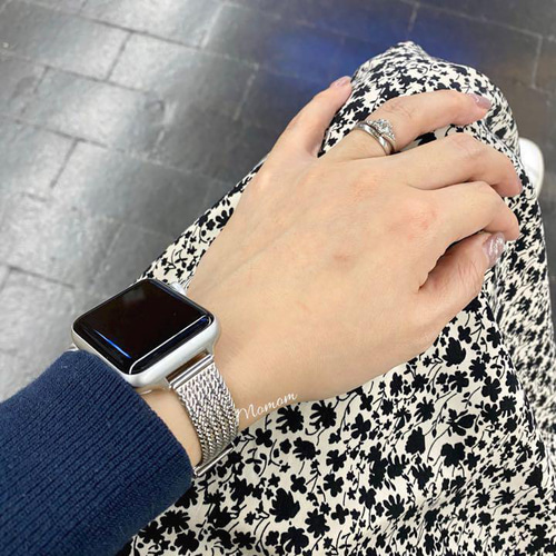 Apple Watch スリムベルト シルバー ブレスレット Momom 通販 13985827