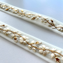 【50cm】インド刺繍リボン　ホワイト　ネット　SN415 4枚目の画像