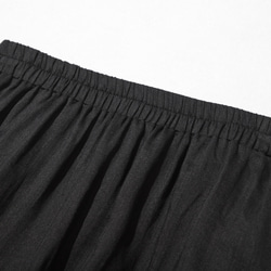 優しく揺れる、ゆるふわギャザースカート　リネンロングスカート　裏地付き　ブラック　220512-5 9枚目の画像