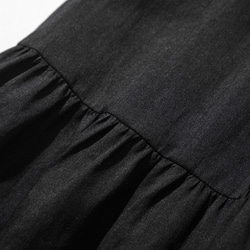 優しく揺れる、ゆるふわギャザースカート　リネンロングスカート　裏地付き　ブラック　220512-5 4枚目の画像