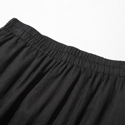 優しく揺れる、ゆるふわギャザースカート　リネンロングスカート　裏地付き　ブラック　220512-5 2枚目の画像