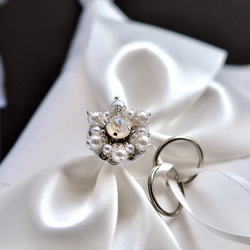 【再販】クチュール感覚のプリンセス　リングピロー　ホワイトリボン　パール　スワロフスキー 7枚目の画像