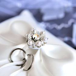 【再販】クチュール感覚のプリンセス　リングピロー　ホワイトリボン　パール　スワロフスキー 8枚目の画像