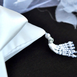 【再販】クチュール感覚のプリンセス　リングピロー　ホワイトリボン　パール　スワロフスキー 9枚目の画像