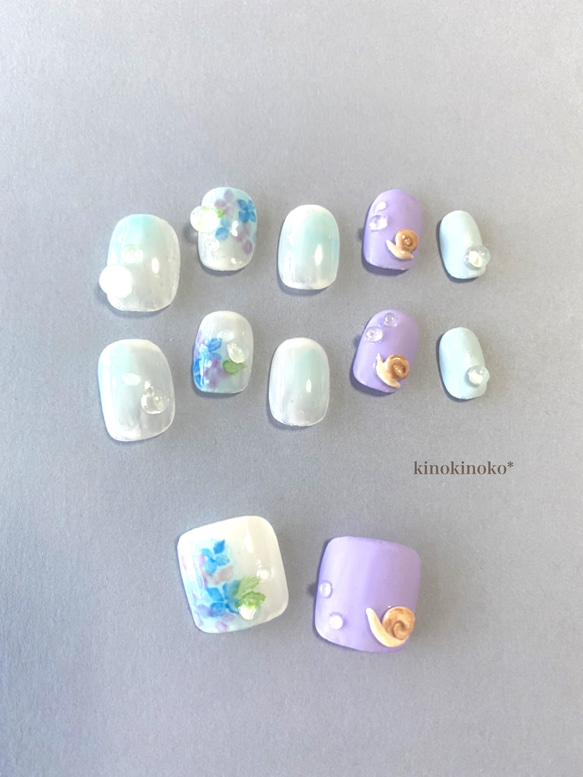 雨上がりの紫陽花nail 4枚目の画像