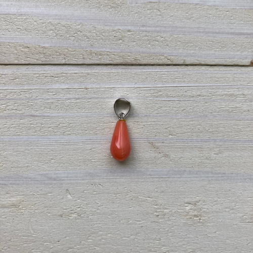 k14WGピンク珊瑚ペントップ.しずく型 ペンダントトップ Mindchiechie