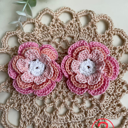 レース糸で編んだお花のヘアゴム (ヘアアクセサリー) キッズ 3枚目の画像