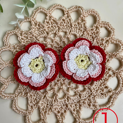 レース糸で編んだお花のヘアゴム (ヘアアクセサリー) キッズ 2枚目の画像