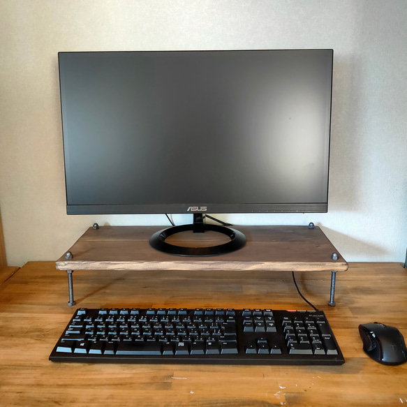 【ラスティー】モニタースタンド モニター台 デスクシェル 無垢材/リモートワーク/肩こり/癒し効果。オーダー可 3枚目の画像
