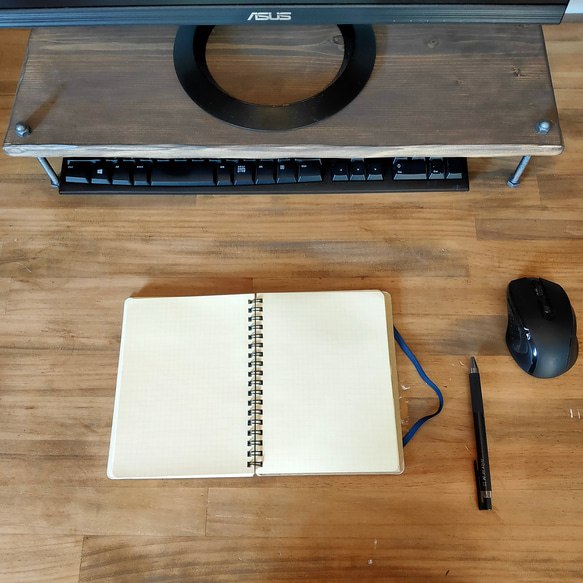 【ラスティー】モニタースタンド モニター台 デスクシェル 無垢材/リモートワーク/肩こり/癒し効果。オーダー可 6枚目の画像