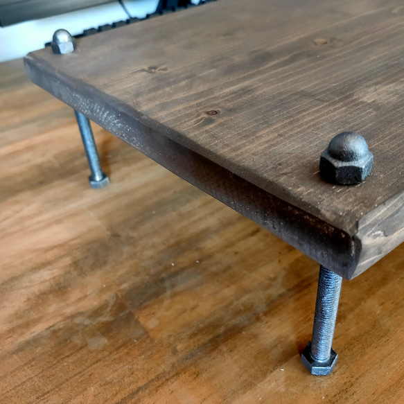 【ラスティー】モニタースタンド モニター台 デスクシェル 無垢材/リモートワーク/肩こり/癒し効果。オーダー可 4枚目の画像