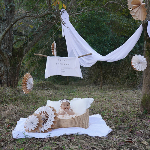 ペーパーファン ガーランド お食い初め 百日祝 百日祝い 100日祝い