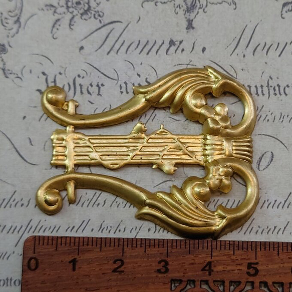 BEHOLD− 竪琴 1個 真鍮製 ハープ 楽器 アメリカ製 パーツ スタンピング ヴィンテージ風 4枚目の画像