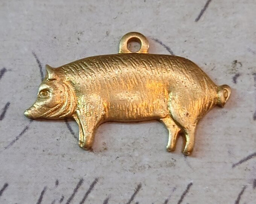 2イギリス製ハンドメイド真鍮壁掛けブタ