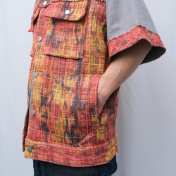 格紋編織麻無袖夾克外套 第14張的照片