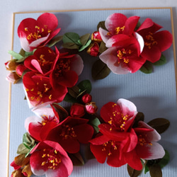 和紙の折り紙フラワー(ボケの赤花) 1枚目の画像
