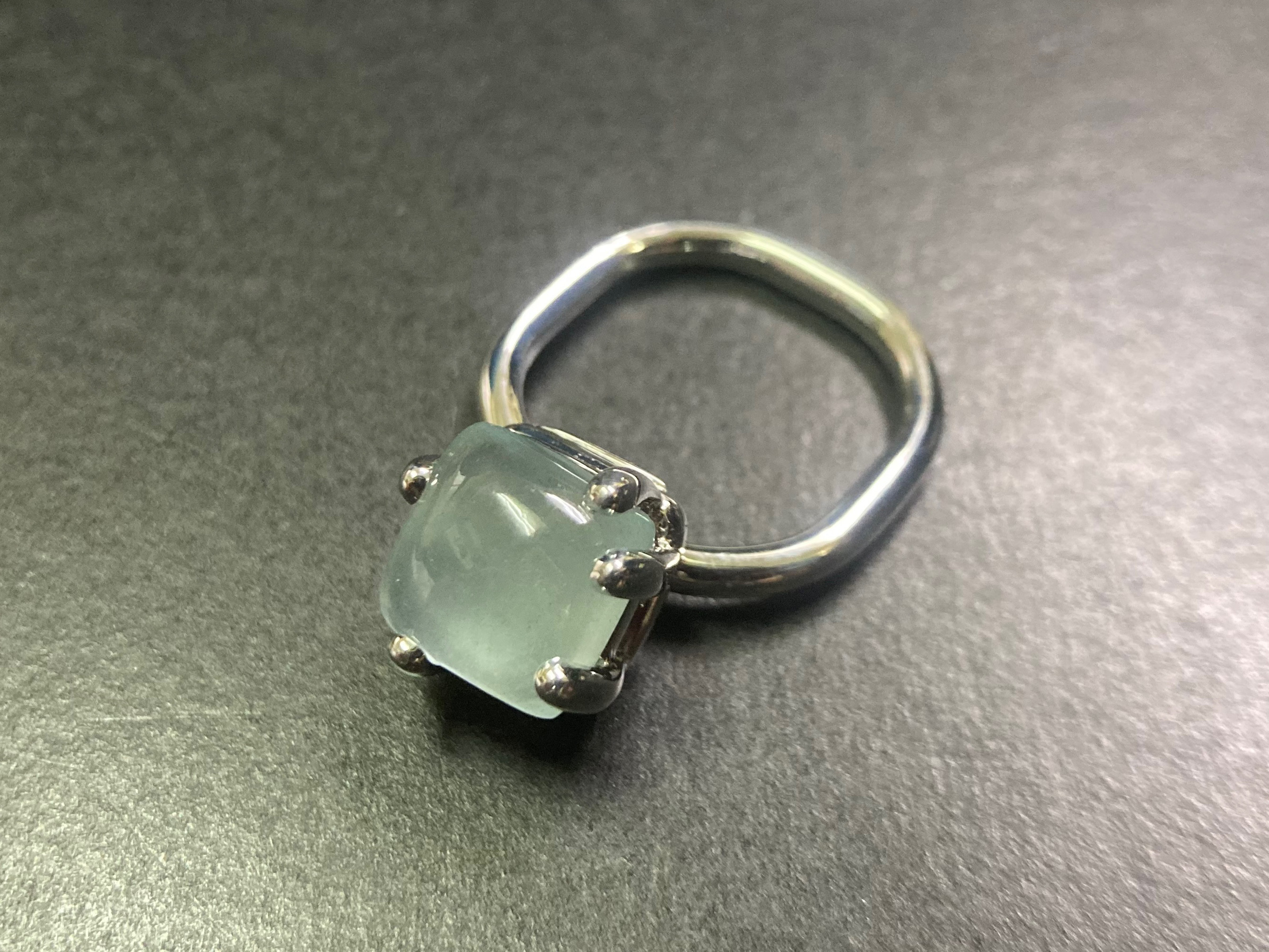 アクアマリンのシンプルシルバーリング１